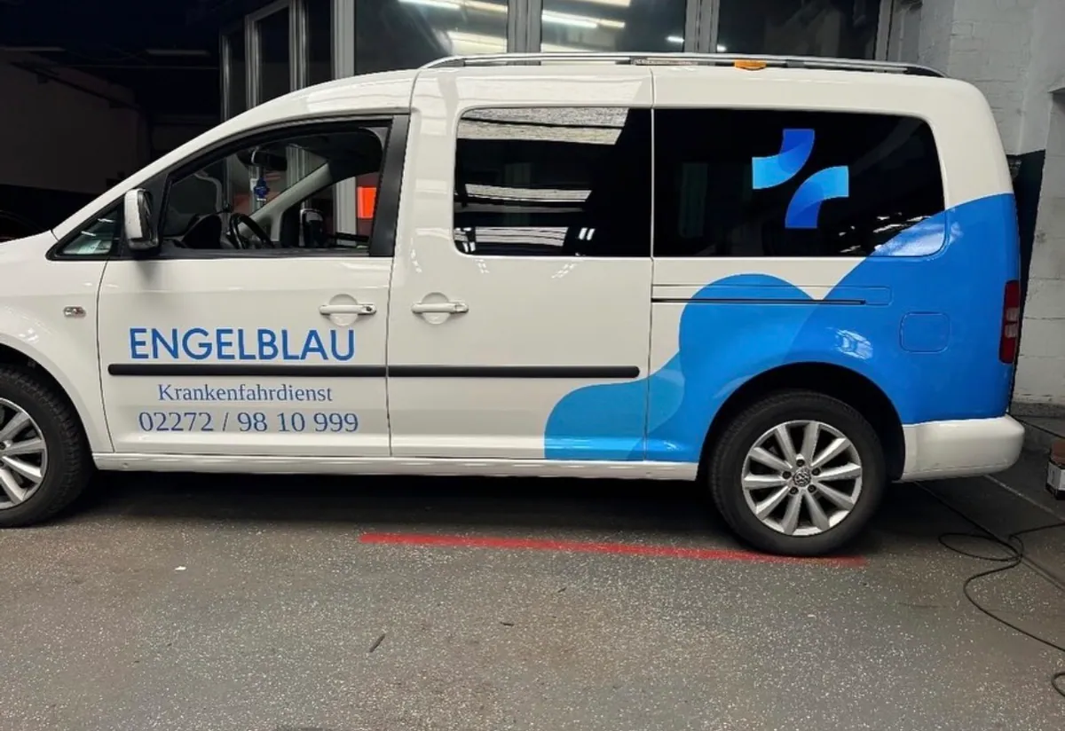 Full vehicle wrap for Engelblau Krankenfahrdienst